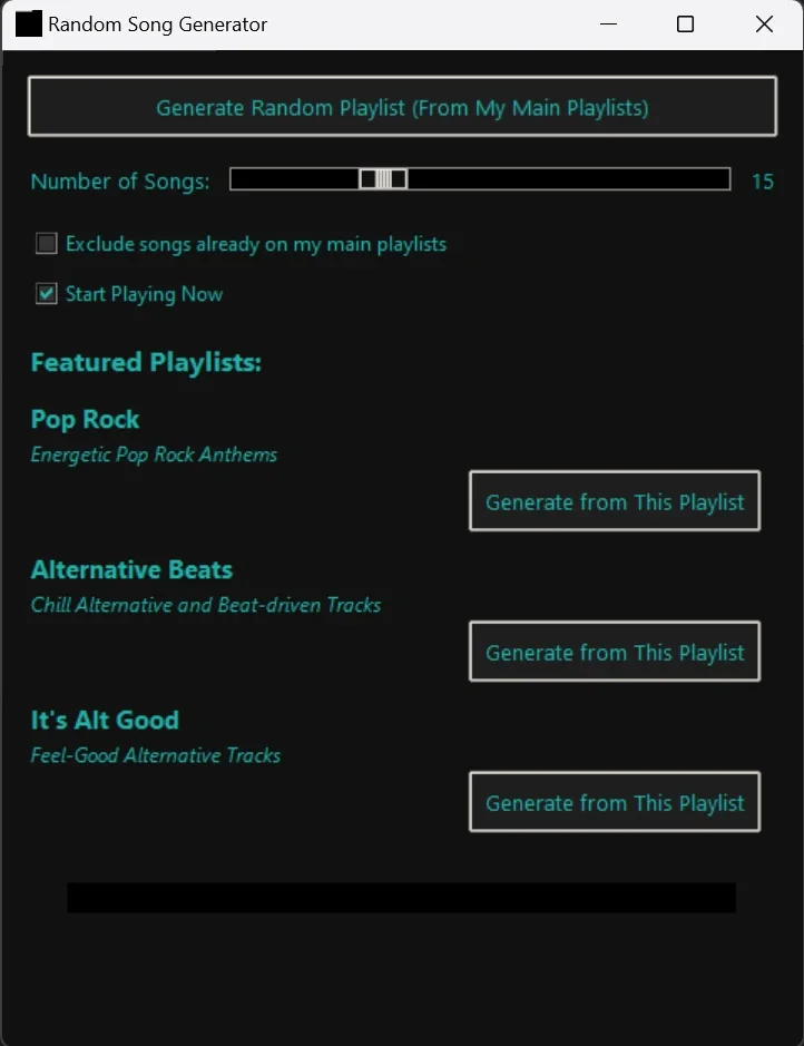 Spotify Randomizer application window
